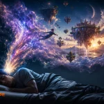 An artistic illustration showing why do we dream and the mystery of sleep.